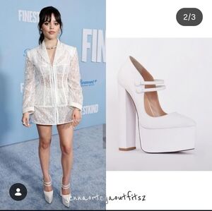 Andrea Wazen Elegant‎ White and Yellow Platform Heels
